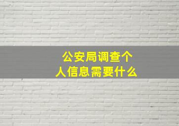 公安局调查个人信息需要什么