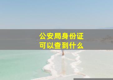 公安局身份证可以查到什么