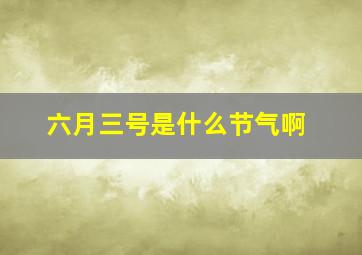 六月三号是什么节气啊