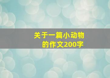 关于一篇小动物的作文200字