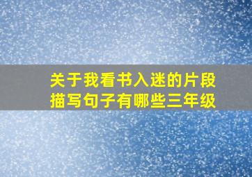 关于我看书入迷的片段描写句子有哪些三年级