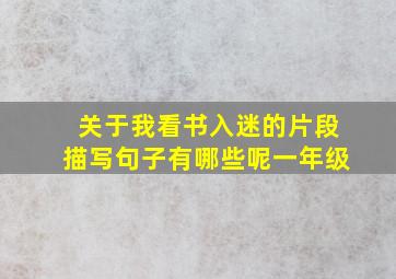 关于我看书入迷的片段描写句子有哪些呢一年级