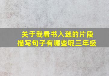 关于我看书入迷的片段描写句子有哪些呢三年级