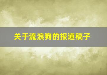 关于流浪狗的报道稿子