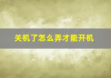 关机了怎么弄才能开机