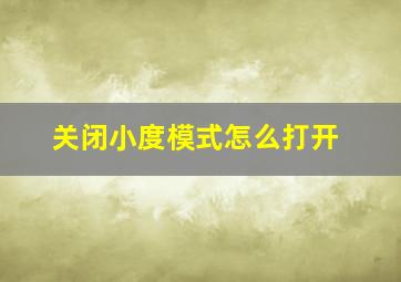 关闭小度模式怎么打开