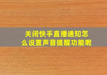 关闭快手直播通知怎么设置声音提醒功能呢