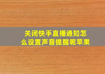 关闭快手直播通知怎么设置声音提醒呢苹果