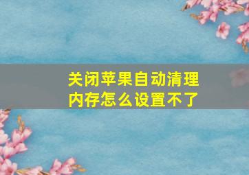 关闭苹果自动清理内存怎么设置不了