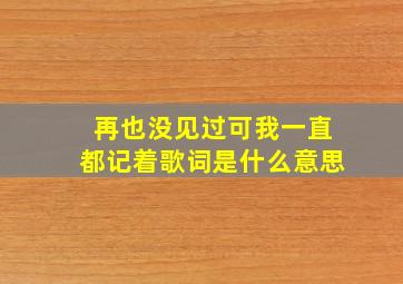 再也没见过可我一直都记着歌词是什么意思