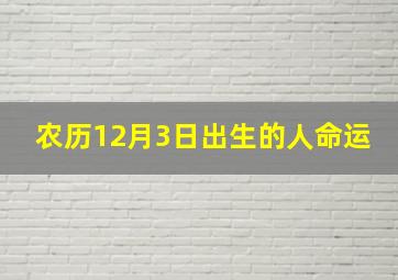 农历12月3日出生的人命运