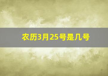 农历3月25号是几号