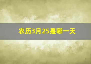 农历3月25是哪一天