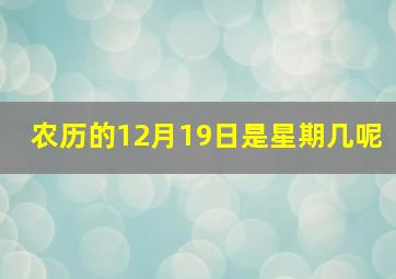 农历的12月19日是星期几呢