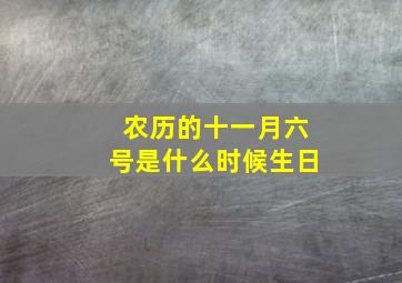 农历的十一月六号是什么时候生日