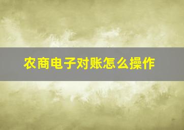 农商电子对账怎么操作