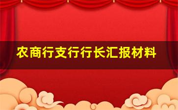 农商行支行行长汇报材料