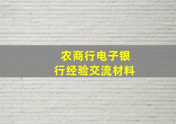 农商行电子银行经验交流材料