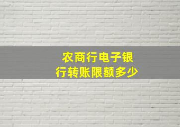 农商行电子银行转账限额多少