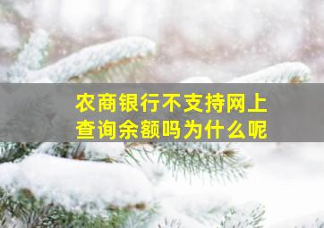 农商银行不支持网上查询余额吗为什么呢