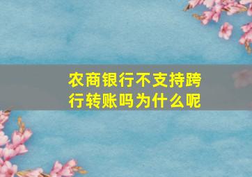 农商银行不支持跨行转账吗为什么呢