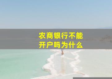 农商银行不能开户吗为什么