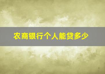 农商银行个人能贷多少