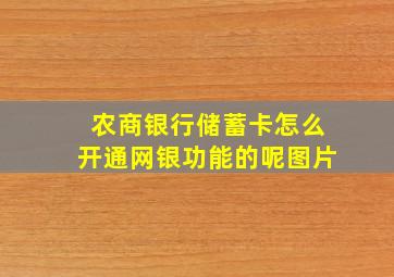 农商银行储蓄卡怎么开通网银功能的呢图片