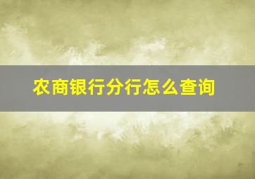 农商银行分行怎么查询