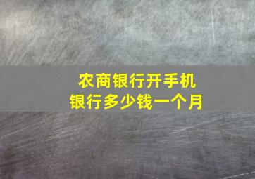 农商银行开手机银行多少钱一个月