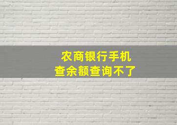 农商银行手机查余额查询不了