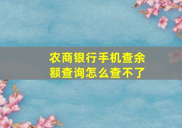 农商银行手机查余额查询怎么查不了