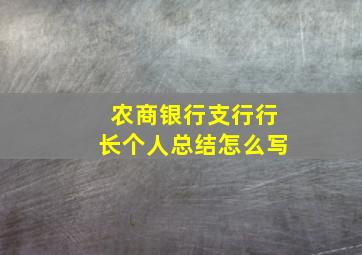 农商银行支行行长个人总结怎么写