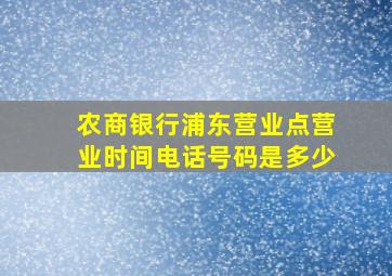 农商银行浦东营业点营业时间电话号码是多少