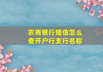 农商银行短信怎么查开户行支行名称