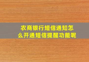 农商银行短信通知怎么开通短信提醒功能呢