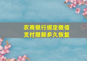 农商银行绑定微信支付限额多久恢复