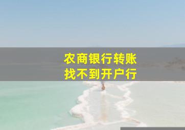 农商银行转账找不到开户行