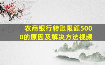 农商银行转账限额5000的原因及解决方法视频