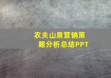 农夫山泉营销策略分析总结PPT