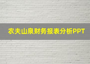 农夫山泉财务报表分析PPT