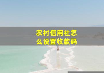 农村信用社怎么设置收款码