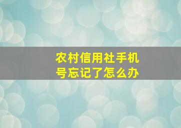 农村信用社手机号忘记了怎么办