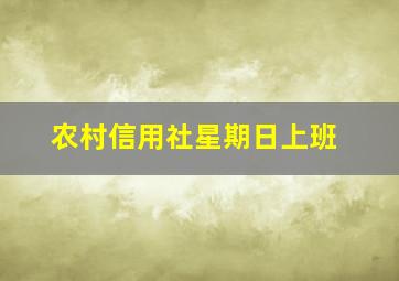 农村信用社星期日上班