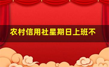 农村信用社星期日上班不