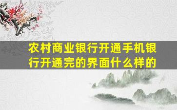 农村商业银行开通手机银行开通完的界面什么样的