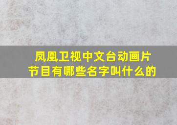 凤凰卫视中文台动画片节目有哪些名字叫什么的