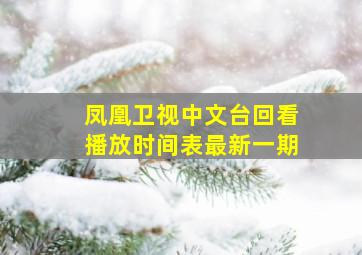 凤凰卫视中文台回看播放时间表最新一期