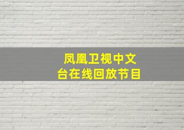 凤凰卫视中文台在线回放节目