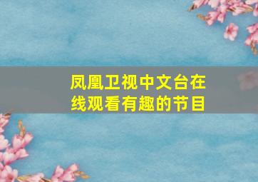 凤凰卫视中文台在线观看有趣的节目